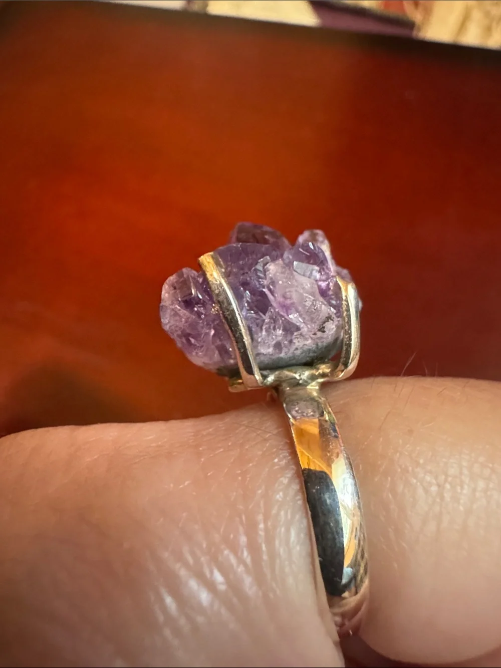 Gorgeous Amethyst Raw Crystal Statement Ring - Purple